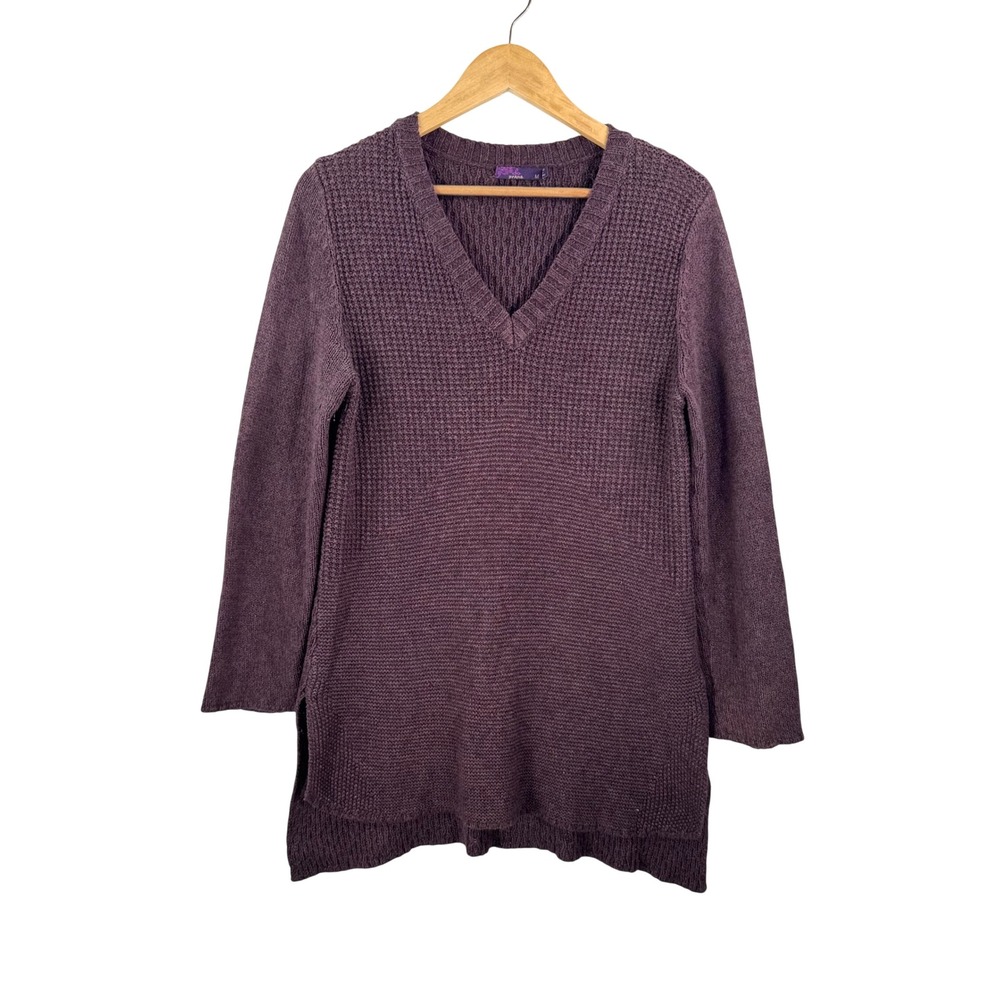 Prana Deedra Tunic Sweater sz‎ M Purple waffle knit Organic Cotton Wool